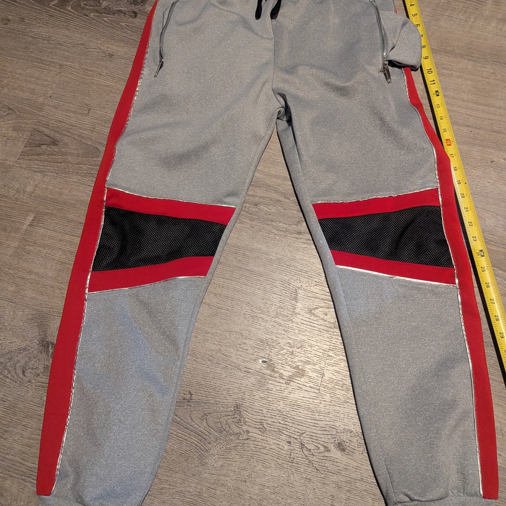 Gray and Red Men's Athletic Pants